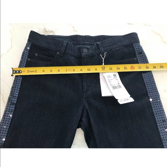 ESCADA SPORT LINDA BLUE SEQUINS CROPPED JEANS SIZE US 8 / 38 NWOTS! - Picture 13 of 16